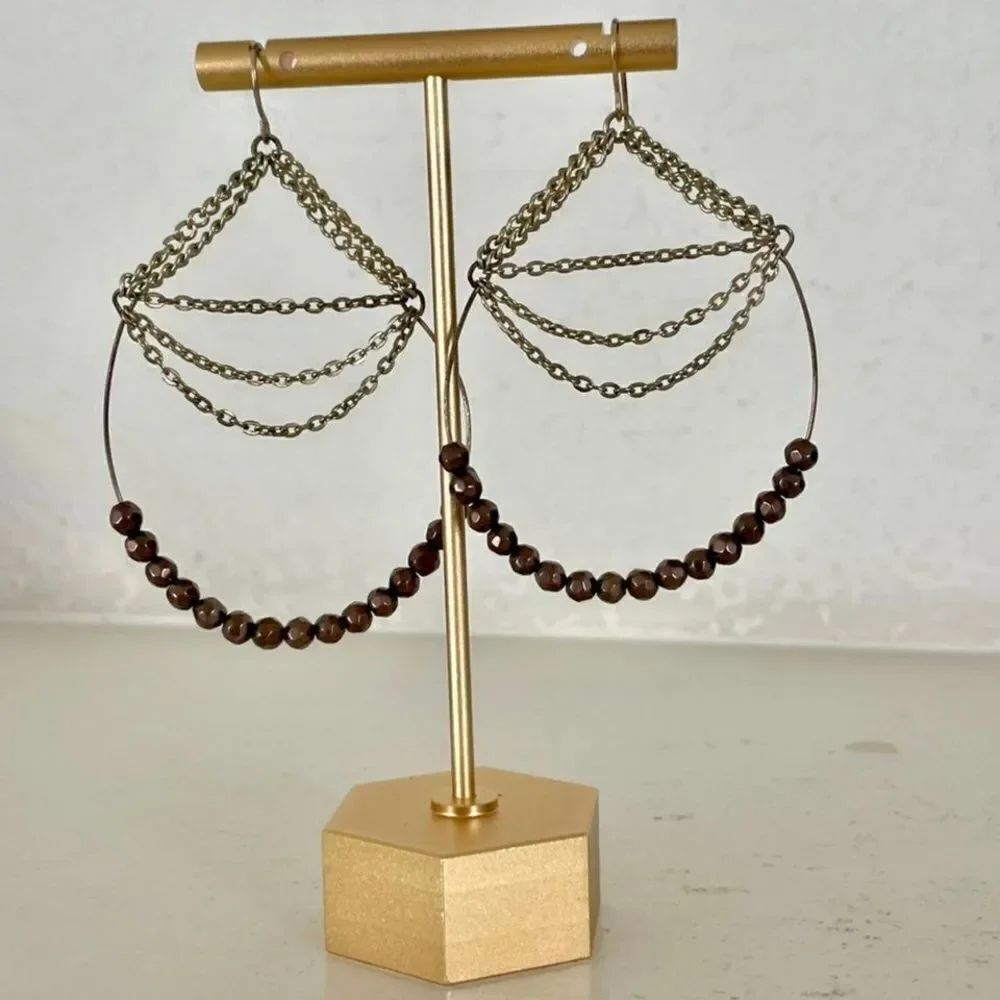 Beaded silver chain earrings